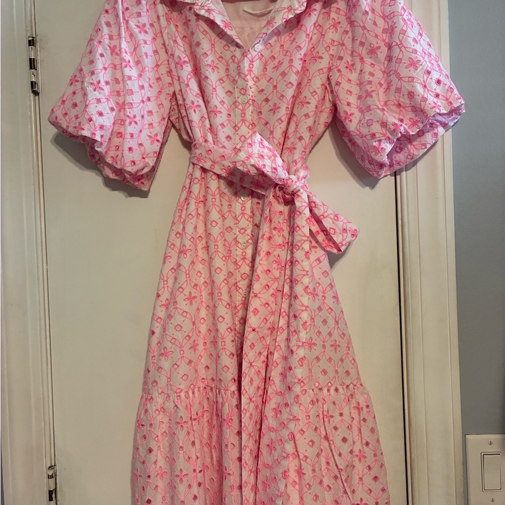 Lilly Pulitzer Pink and White Printed Midi Dress